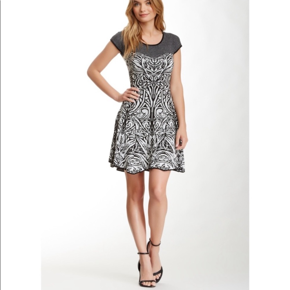 Max Studio Knit Jacquard Sweater Dress